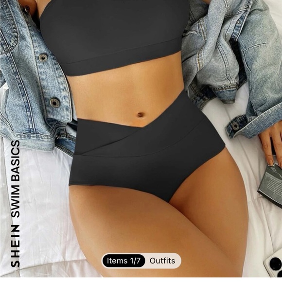 Lot of 5 SHEIN black 2 piece bathing suits and one additional top. NWOT - Picture 9 of 15